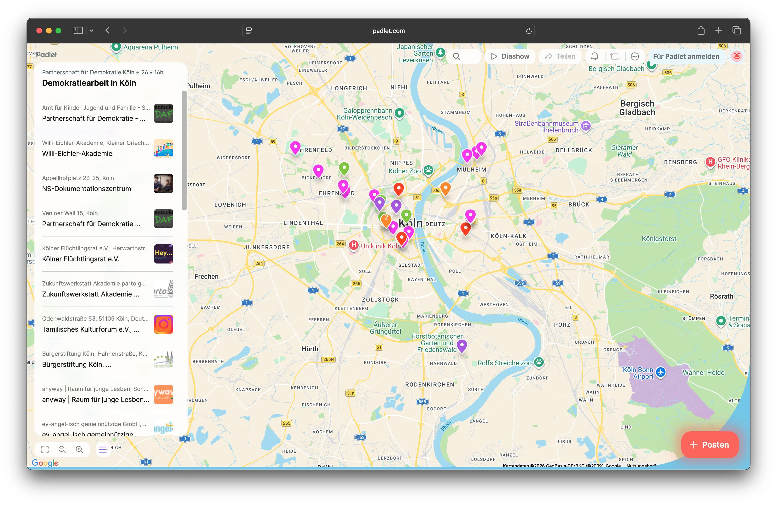 Padlet Demokratiearbeit in Köln
